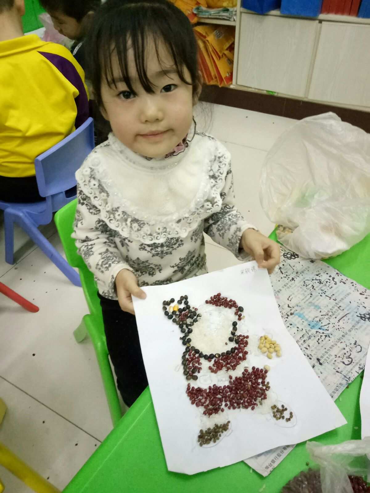 豆子手工制创意_豆子扳手工_元旦豆子手工