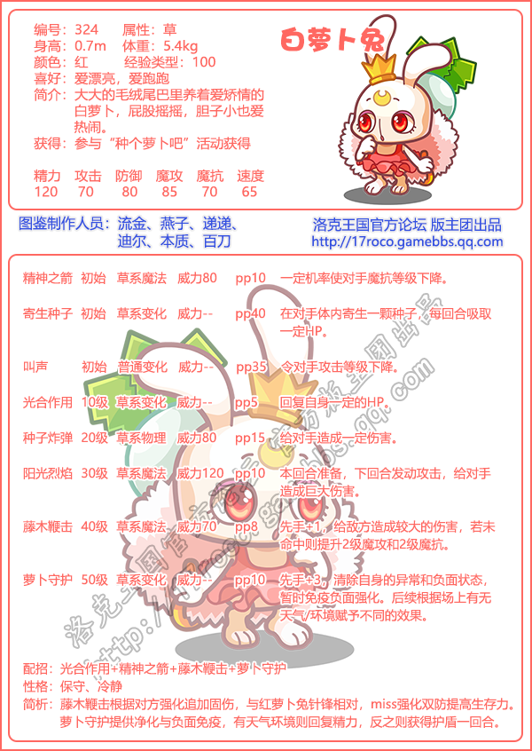 洛克王国白萝卜兔_洛克王国白萝卜兔遗传技能_洛克王国白萝卜兔
